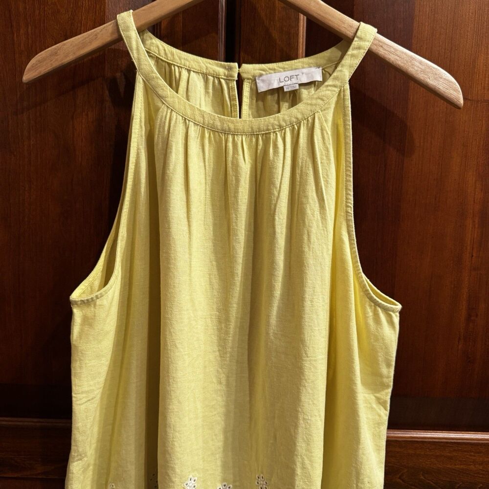 LOFT Yellow Linen Blend Eyelet Embroidered Sleeveless Tank Top NWT XL - Picture 6 of 16